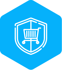 Icon Schutzschild mit Einkaufswagen